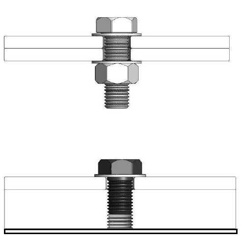 Ruuviliitos lapi pohjareikaan alekkain