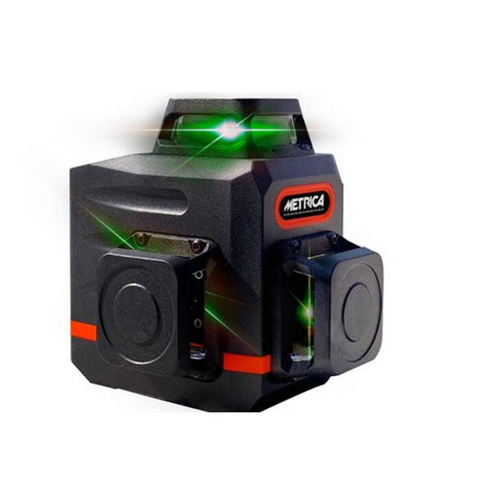 Metrica 3D Mini Green monilinjalaser 3x360° vihreä, setti sis. akun, USB-C latausjohdon, kaukosäätim kuva