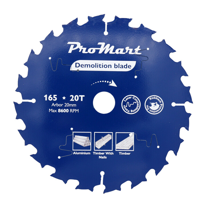 ProMart pyörösahanterä 165x20 20T naulaiselle puulle, purkuterä kuva