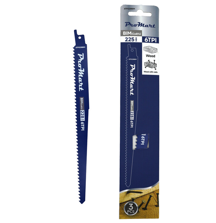 ProMart puukkosahanterä naulaiselle puulle 6 TPI BiM/Co 228x1,25 (3kpl/pkt) kuva